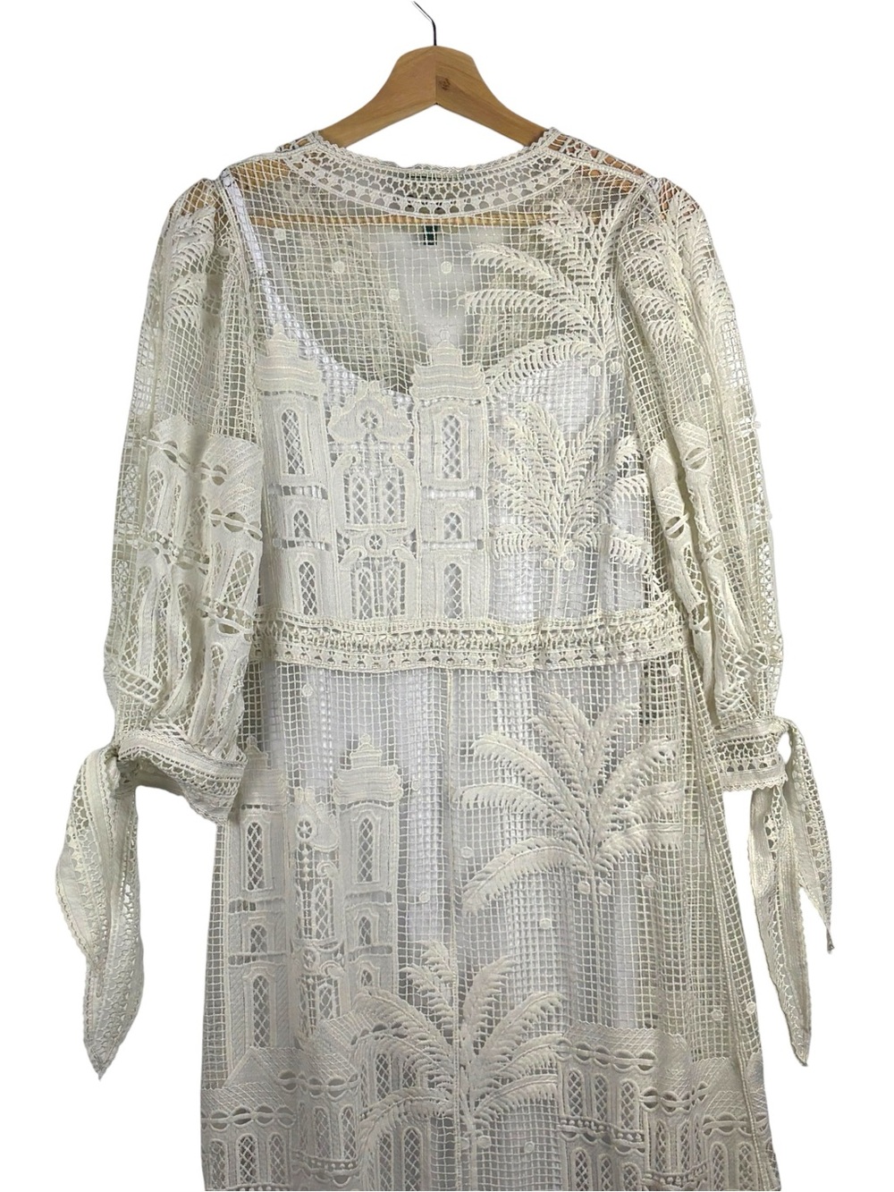 FARM RIO MORADA BOA GUIPURE LACE WHITE MIDI DRESS - Picture 9 of 16